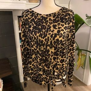 LEOPARD SIDE TIE SWEATER